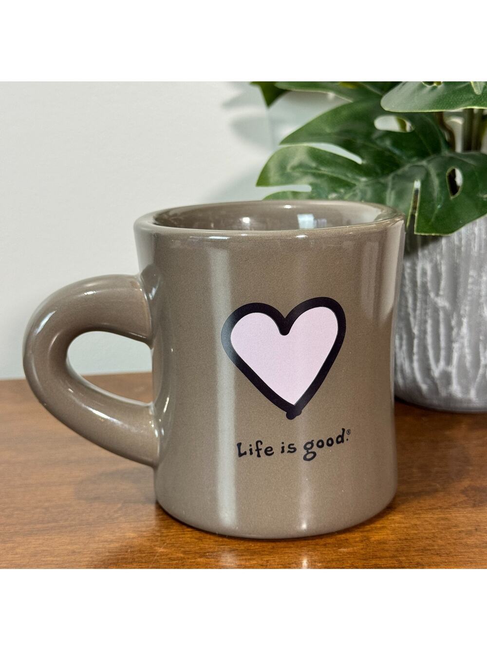 Life is Good Coffee Mug Brown With Pink Heart Do What You Like 12oz